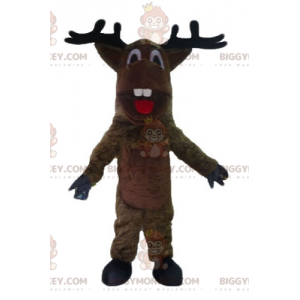 Brown Caribou Elk BIGGYMONKEY™ Mascot Costume with Cute Antlers