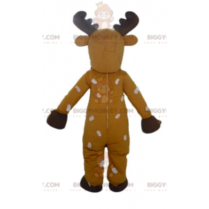 BIGGYMONKEY™ Mascot Costume Brown and White Reindeer with Red