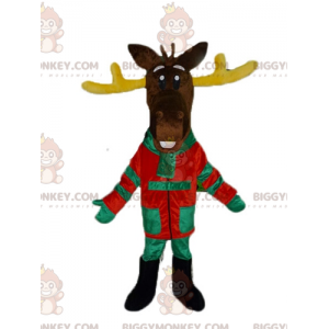 BIGGYMONKEY™ Mascot Costume Brown Reindeer With Yellow Antlers
