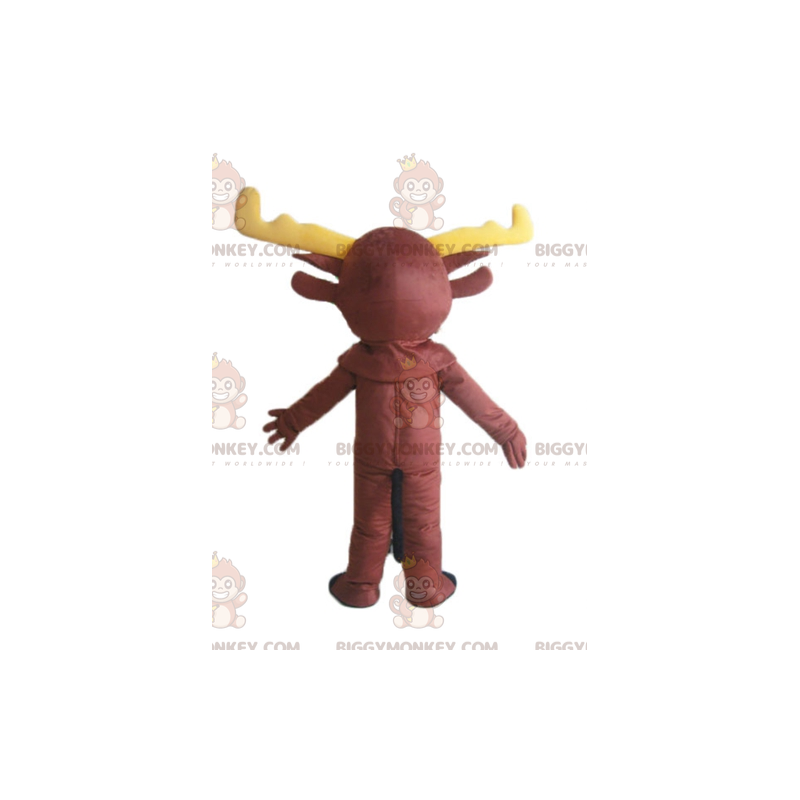 Traje de mascote de rena caribu marrom BIGGYMONKEY™ com chifres Traje de mascote de rena caribu marrom BIGGYMONKEY™ com chifres