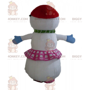 BIGGYMONKEY™ Big Snowman Mascot Costume with Skirt and Braids -