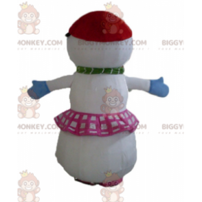 BIGGYMONKEY™ Stor snögubbemaskotdräkt med kjol och flätor - Mänskliga maskot - BIGGYMONKEY_03842 - BiggyMonkey.com