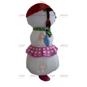 BIGGYMONKEY™ Big Snowman Mascot Costume with Skirt and Braids -