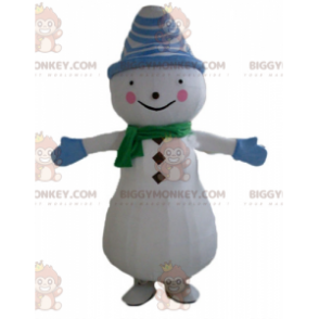Sneeuwman BIGGYMONKEY™ mascottekostuum met muts en sjaal -