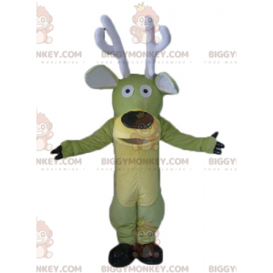 BIGGYMONKEY™ Mascot Costume Green and Yellow Moose Reindeer