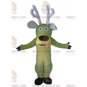 Kostým maskota BIGGYMONKEY™ Zelený a žlutý sob los s velkými
