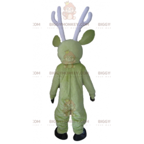 BIGGYMONKEY™ maskotdrakt Grønn og gul elgrein med store gevir - Hjort og doe-maskoter - BIGGYMONKEY_03844 - BiggyMonkey.com