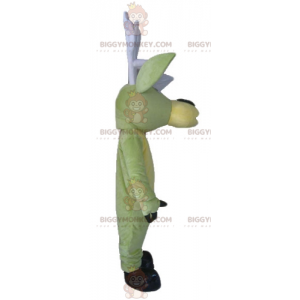 BIGGYMONKEY™ maskotdrakt Grønn og gul elgrein med store gevir - Hjort og doe-maskoter - BIGGYMONKEY_03844 - BiggyMonkey.com