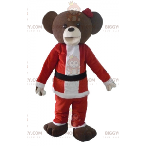 Καφέ στολή μασκότ Teddy BIGGYMONKEY™ με στολή του Άγιου Βασίλη