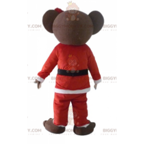 Brun Teddy BIGGYMONKEY™ maskotdräkt i tomtedräkt - BiggyMonkey