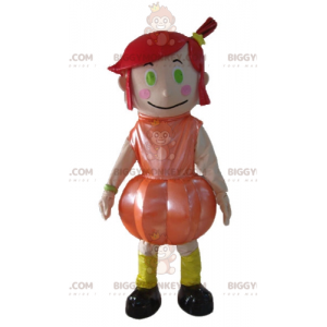 Kostým maskota BIGGYMONKEY™ Červené vlasy Dívka s oranžovými