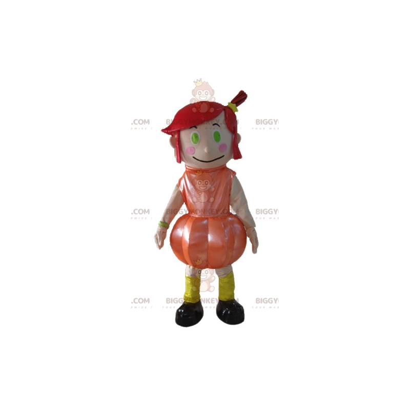 Disfraz de mascota BIGGYMONKEY™ Chica pelirroja con vestido Disfraz de mascota BIGGYMONKEY™ Chica pelirroja con vestido