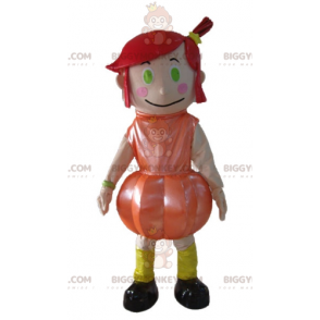 Traje de mascote BIGGYMONKEY™ menina de cabelo ruivo com