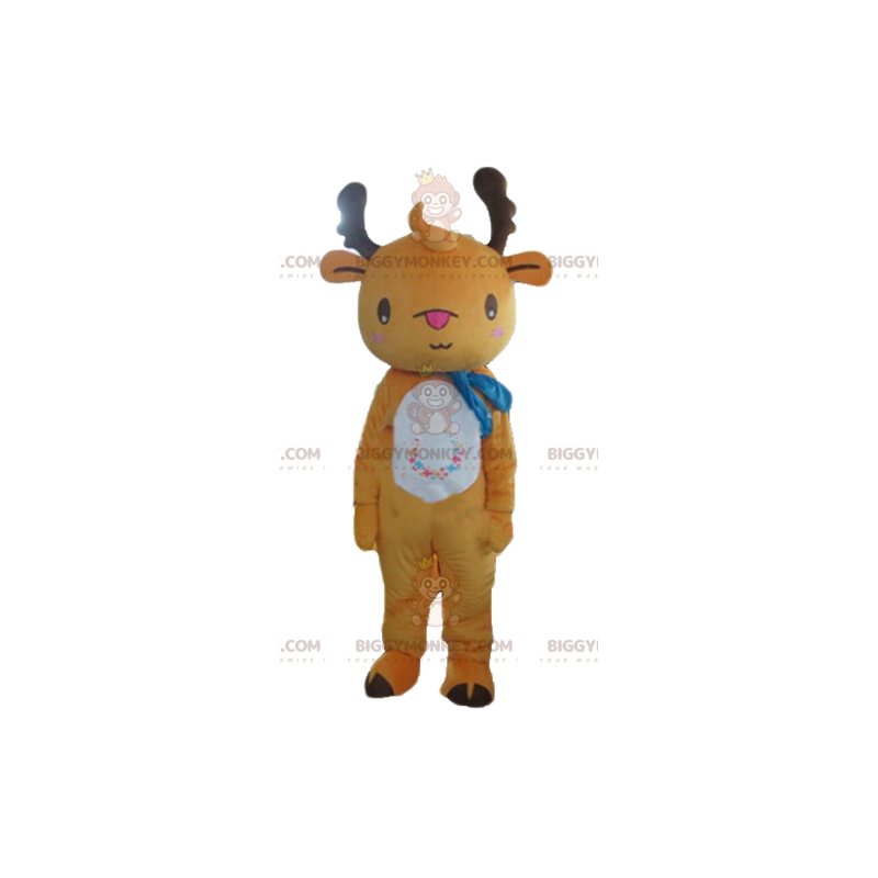 Costume da mascotte BIGGYMONKEY™ con renna di peluche marrone e Costume da mascotte BIGGYMONKEY™ con renna di peluche marrone e