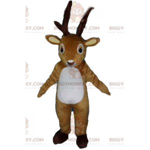 Κοστούμι μασκότ BIGGYMONKEY™ με καφέ και λευκό τάρανδο Moose Caribou - Μασκότ ελαφιών και ελαφιών - BiggyMonkey.com