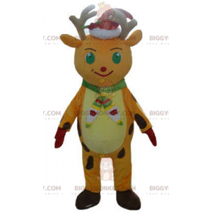 Orange and Yellow Christmas Reindeer BIGGYMONKEY™ Mascot