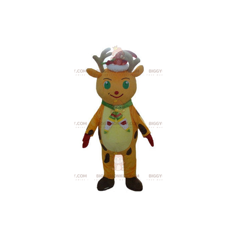 Orange och gul julren BIGGYMONKEY™ maskotdräkt med hatt - Orange och gul julren BIGGYMONKEY™ maskotdräkt med hatt -