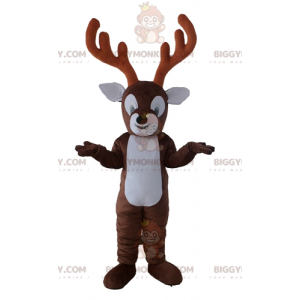 BIGGYMONKEY™ Mascot Costume Brown and White Reindeer with Big