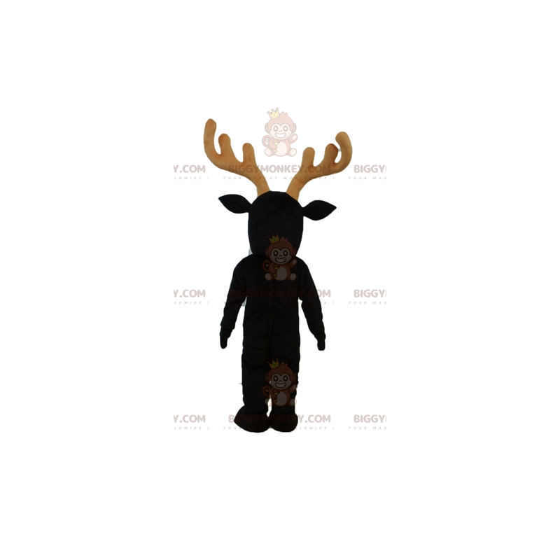 Costume de mascotte BIGGYMONKEY™ de renne noir et blanc avec de Costume de mascotte BIGGYMONKEY™ de renne noir et blanc avec de