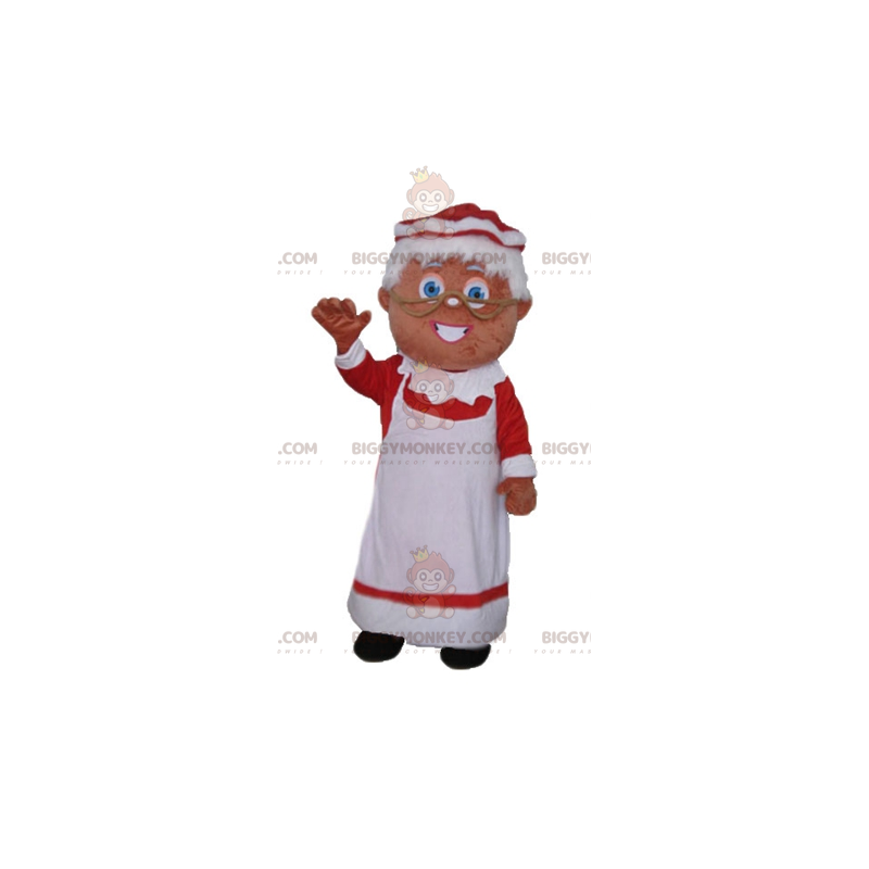 Costume de mascotte BIGGYMONKEY™ de Mère-Noël habillée d'une Costume de mascotte BIGGYMONKEY™ de Mère-Noël habillée d'une