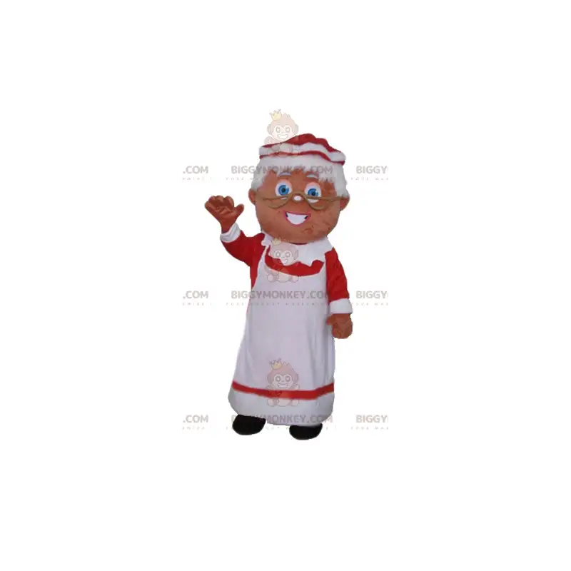 Costume de mascotte BIGGYMONKEY™ de Mère-Noël habillée d'une Costume de mascotte BIGGYMONKEY™ de Mère-Noël habillée d'une