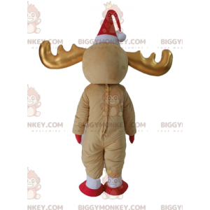 Kostým maskota BIGGYMONKEY™ Hnědý a bílý sob se zlatými rohy –
