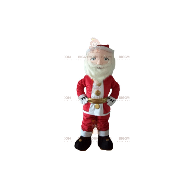 Costume de mascotte BIGGYMONKEY™ de Père-Noël habillé en rouge Costume de mascotte BIGGYMONKEY™ de Père-Noël habillé en rouge
