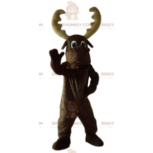 BIGGYMONKEY™ stor brun karibou med stort gevir maskotkostyme - Hjort og doe-maskoter - BIGGYMONKEY_03873 - BiggyMonkey.com
