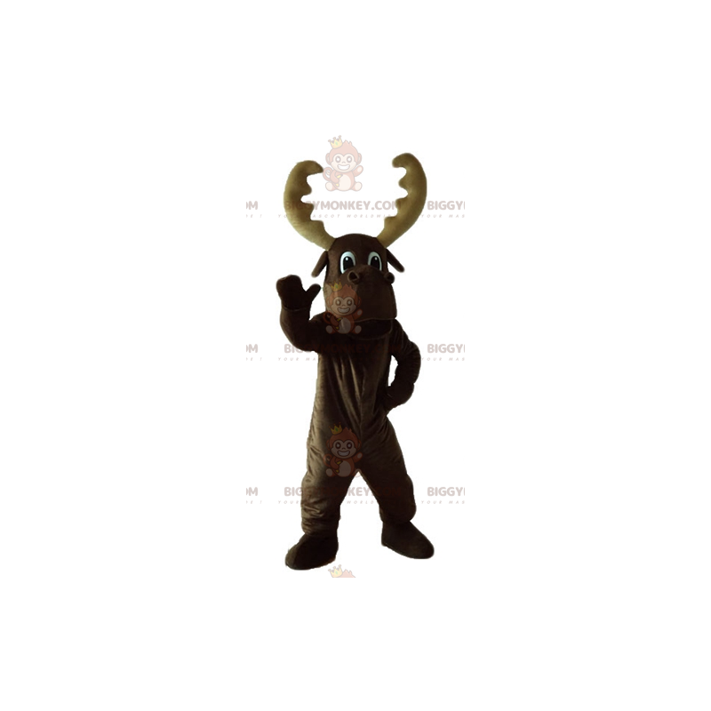 BIGGYMONKEY™ stor brun karibou med stort gevir maskotkostyme - Hjort og doe-maskoter - BIGGYMONKEY_03873 - BiggyMonkey.com