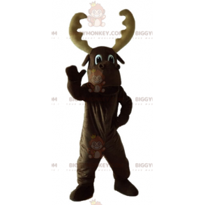 BIGGYMONKEY™ stor brun karibou med stort gevir maskotkostyme - Hjort og doe-maskoter - BIGGYMONKEY_03873 - BiggyMonkey.com