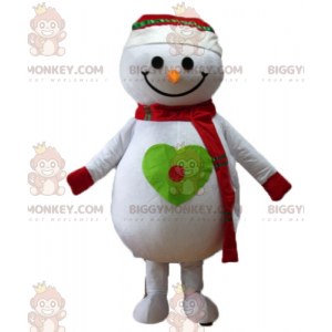 BIGGYMONKEY™ Mascottekostuum met grote lachende sneeuwpop -