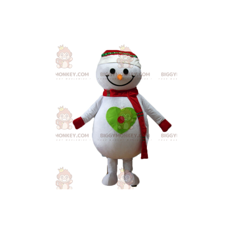 BIGGYMONKEY™ Mascottekostuum met grote lachende sneeuwpop - BIGGYMONKEY™ Mascottekostuum met grote lachende sneeuwpop -