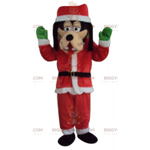 Goofy BIGGYMONKEY™ Mascot Costume Dressed In Santa Outfit -
