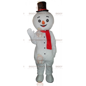 Fantasia de mascote gigante sorridente de boneco de neve