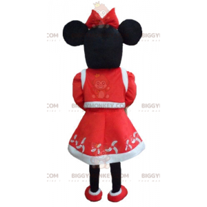Minnie Mouse BIGGYMONKEY™ maskotdräkt klädd i juloutfit -