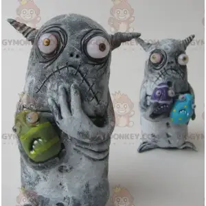 Duo de mascottes BIGGYMONKEY™ de petits monstres gris -