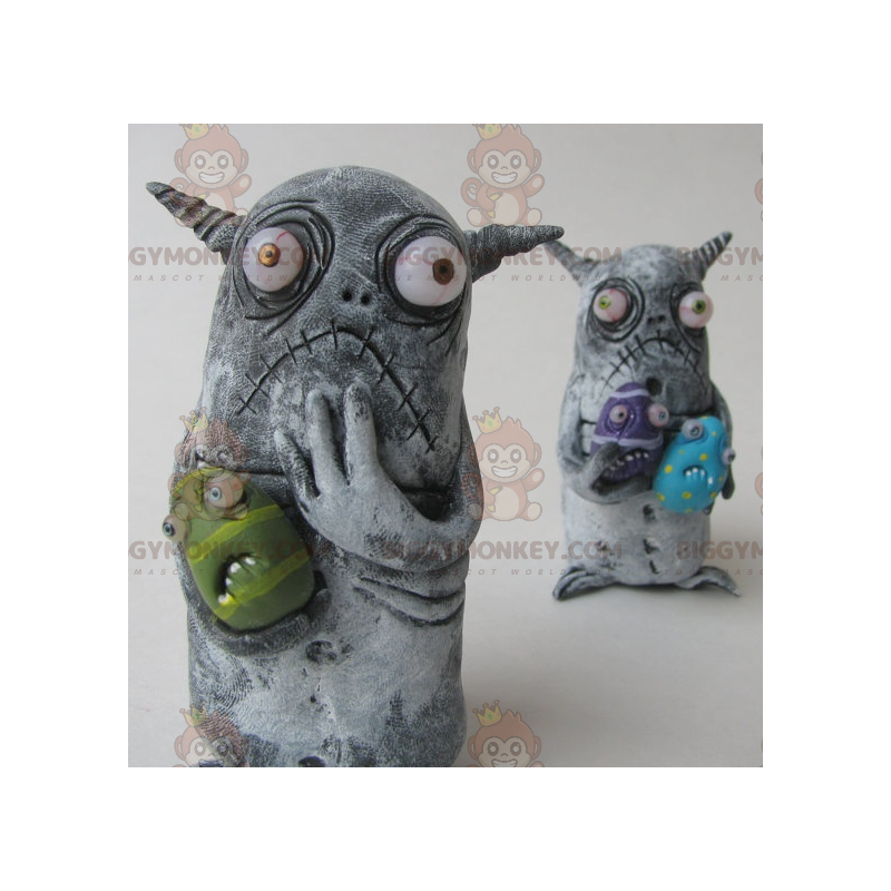 Duo de mascottes BIGGYMONKEY™ de petits monstres gris -