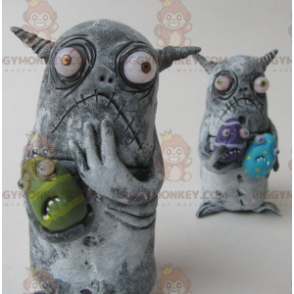 2 BIGGYMONKEY's mascotte van kleine grijze monsters -