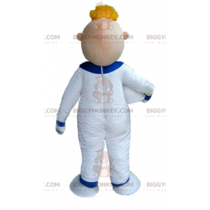 BIGGYMONKEY™ Maskotdräkt Blond Man Astronaut i vit Jumpsuit - Maskot för män - BIGGYMONKEY_03887 - BiggyMonkey.com