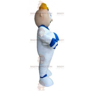BIGGYMONKEY™ maskotdräkt blond man astronaut i vit jumpsuit