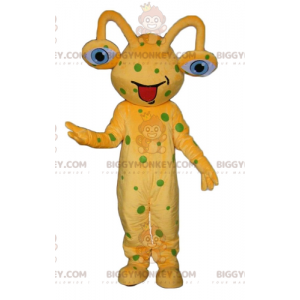 BIGGYMONKEY™ Costume da mascotte giallo alieno a pois verdi -