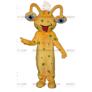 BIGGYMONKEY™ Yellow Alien Green Dots maskottiasu -