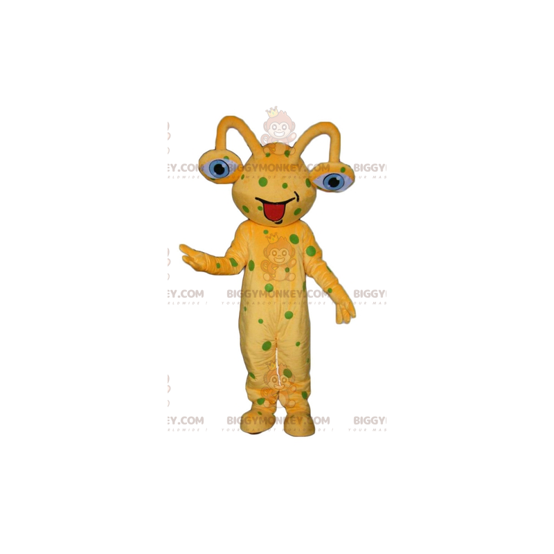 Costume de mascotte BIGGYMONKEY™ d'extra-terrestre jaune à pois Costume de mascotte BIGGYMONKEY™ d'extra-terrestre jaune à pois