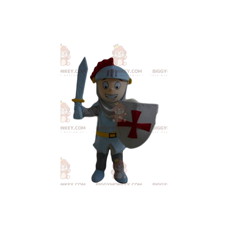 Costume da mascotte Knight Boy BIGGYMONKEY™ con elmo e scudo - Costume da mascotte Knight Boy BIGGYMONKEY™ con elmo e scudo -