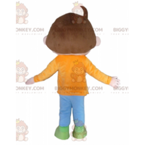 Chestnut Boy BIGGYMONKEY™ Maskottchenkostüm mit orange-blauem