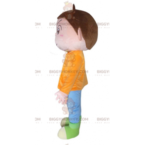 Chestnut Boy BIGGYMONKEY™ Maskottchenkostüm mit orange-blauem