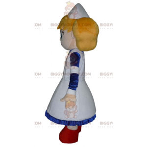 BIGGYMONKEY™ Mascot Costume Blonde Nurse Girl in White and Blue