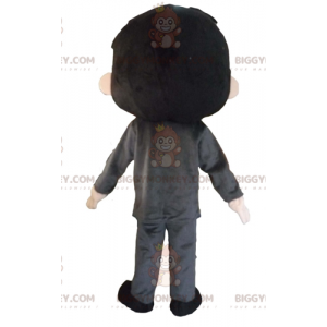 BIGGYMONKEY™ Mascot Costume Brown Boy Dressed In Gray Very