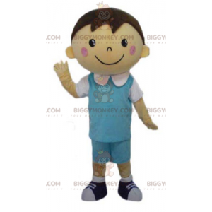 BIGGYMONKEY™ Mascot Costume School Boy Well Dressed With Blue