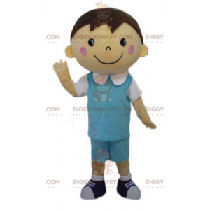 Kostým BIGGYMONKEY™ maskot školák dobře oblečený v modrobílém
